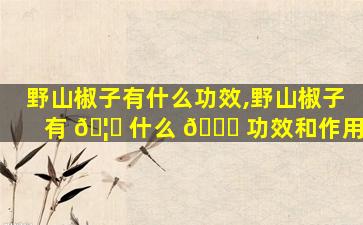 野山椒子有什么功效,野山椒子有 🦁 什么 🐟 功效和作用